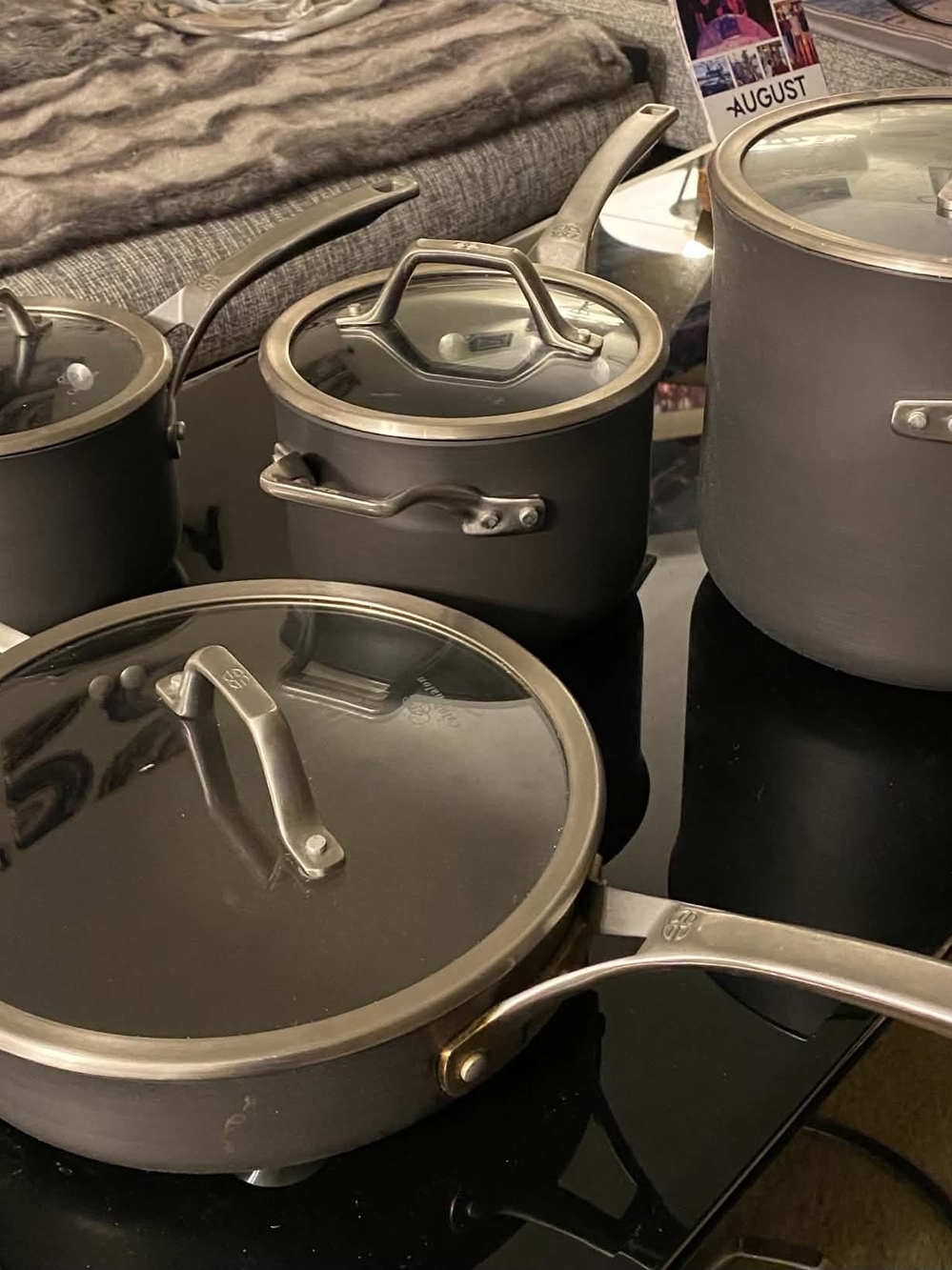 Signature Calphalon Gray Hard-Anodized Cookware Set with Glass Lids